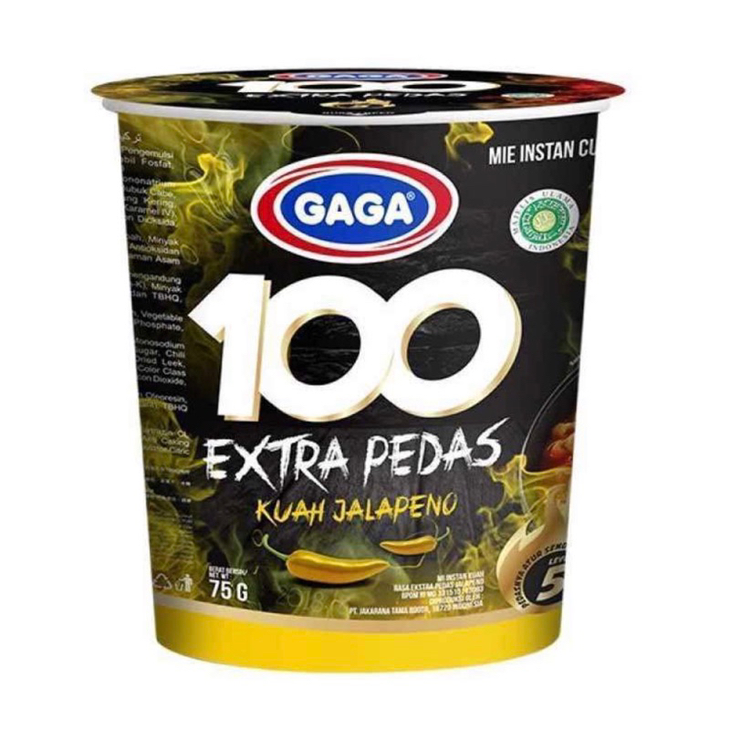 

Mie gaga 100 cup extra pedas kuah jalapeno kuah 75GR