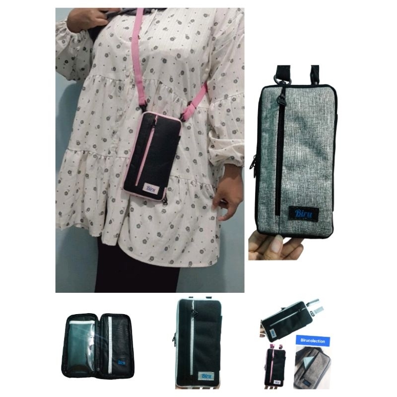 Tas HP Leher/tas kalung/tas wallet/hanging bag