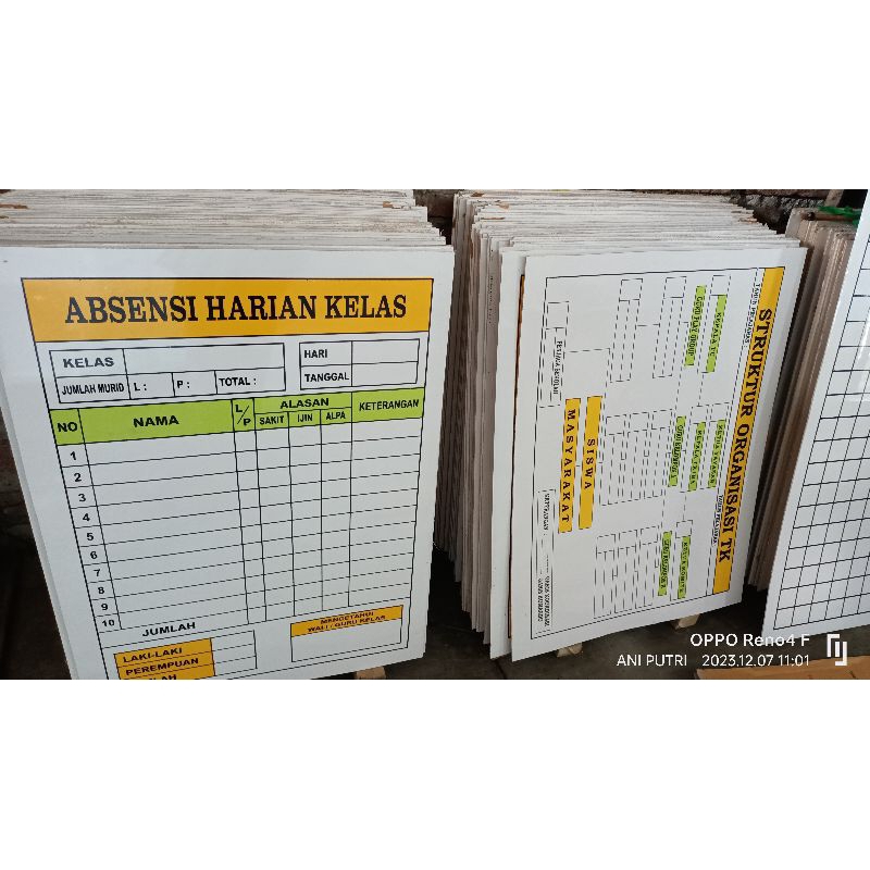 

papan data tk tanpa bingkai