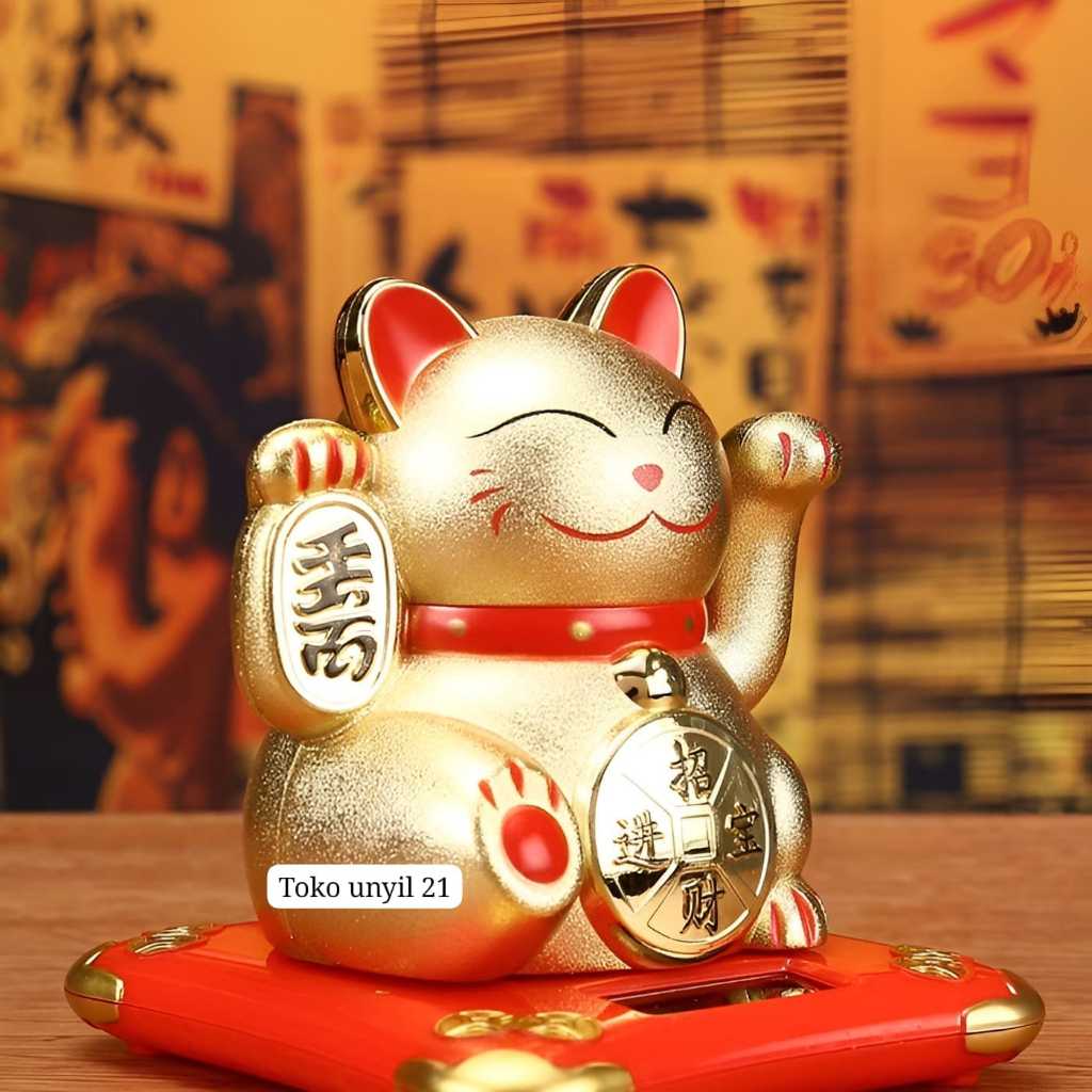 (Free Baterai) Luckycat Lucky Cat 10cm Cahaya Baterai Kucing Hoki Keberuntungan