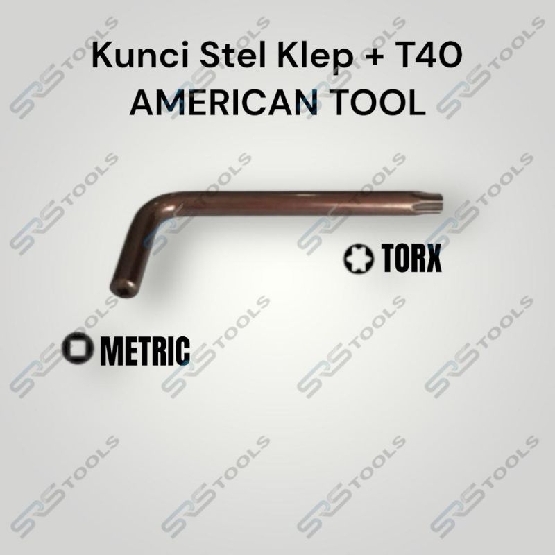 AMERICAN TOOL 8958581A Kunci Stel Klep + Kunci L Bintang T 40 Pendek