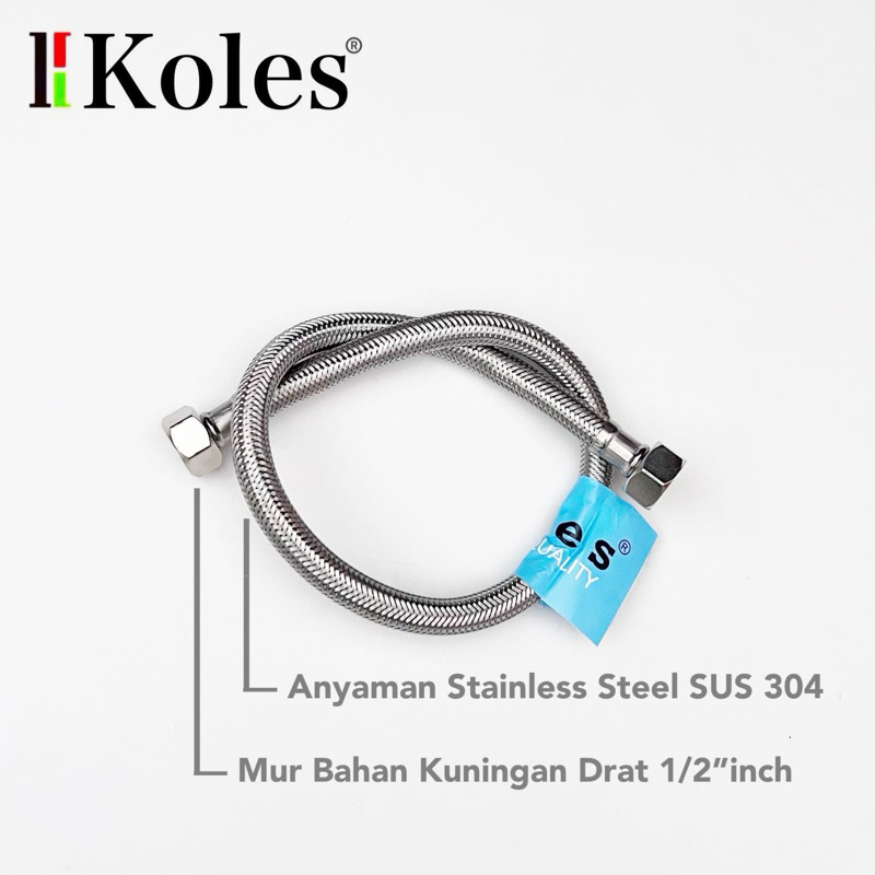 KOLES 3360-60cm Flexible Hose Selang Fleksibel Anyaman Stainless Steel SUS 304