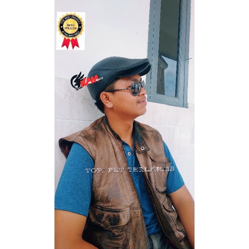 TOPI KULIT LAKEN/BAHAN KULIT DOMBA ASLI/MADE IN GARUT/100% KULIT ORIGINAL TOPI HITAM COKLAT