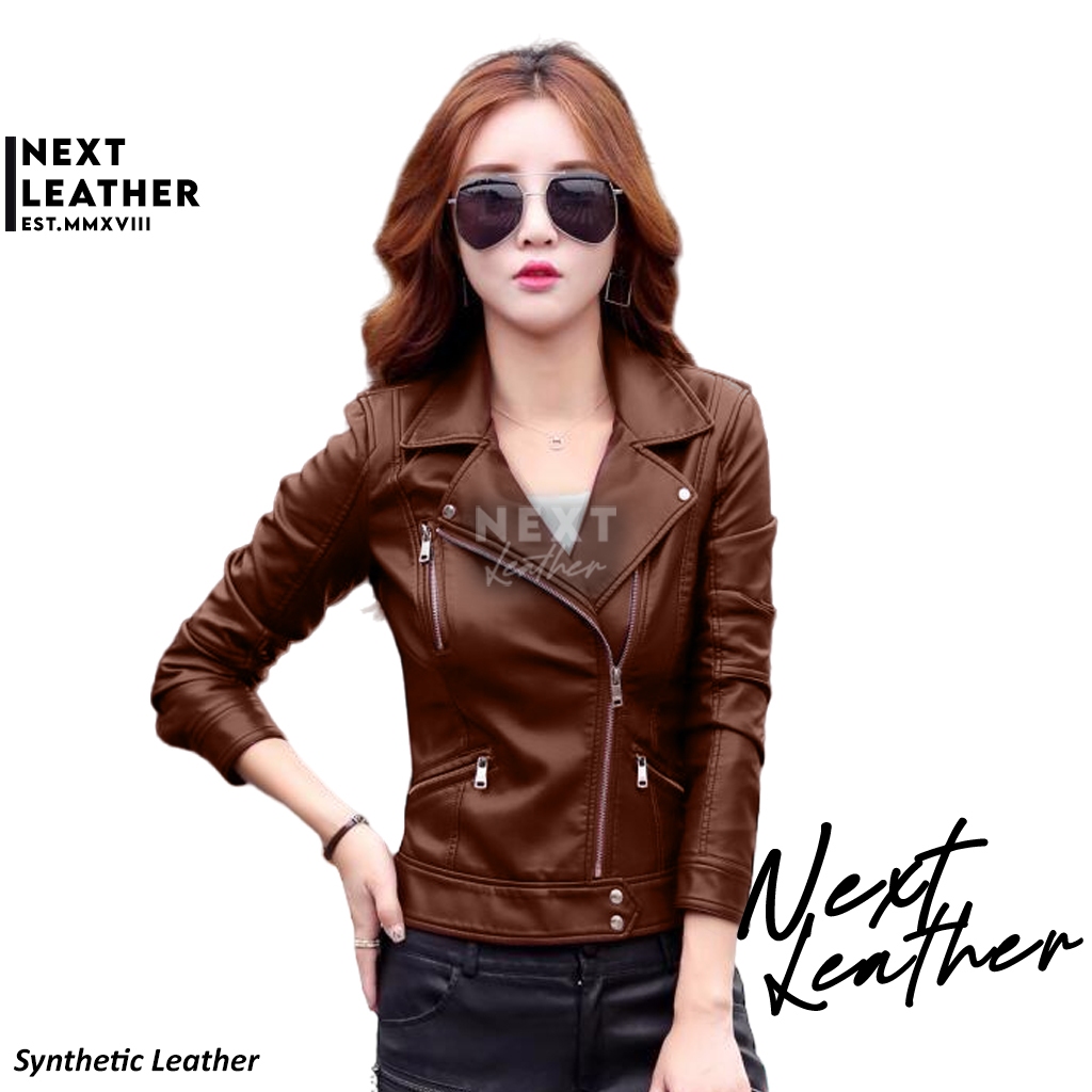NXLTR - Jaket Kulit Wanita Korea / Jaket Wanita Korea Sintetis