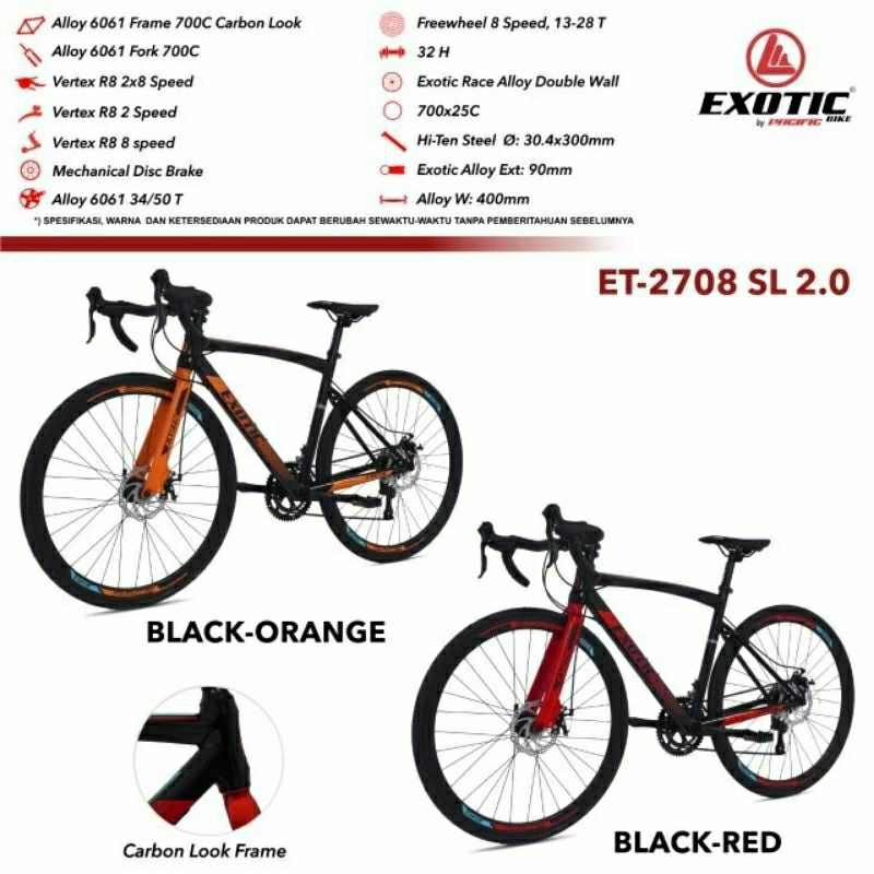 Sepeda Balap EXOTIC 2708 2.0 Alloy Roadbike 700cc