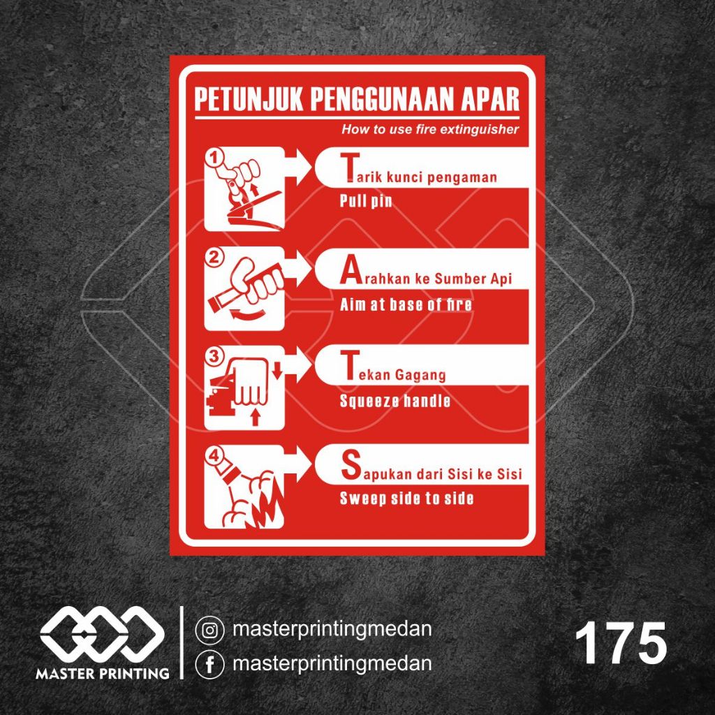 

175 - Stiker Petunjuk Penggunaan APAR, Sticker Vinyl, Premium, Tahan Air, Termurah, dan Bisa Custom