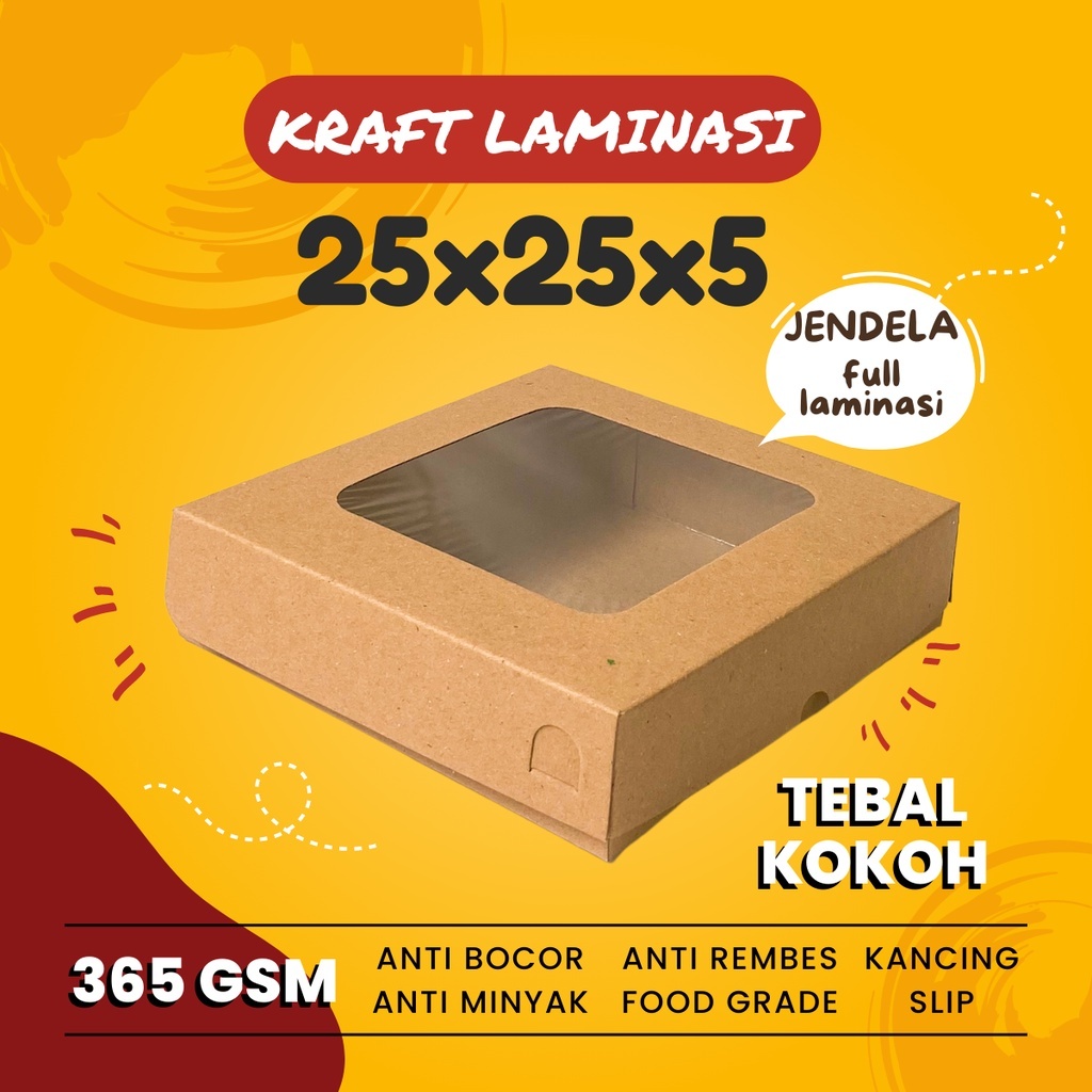 E-Flute Box Kemasan Parcel Puding Mini, Box Cake, 25x25x5cm