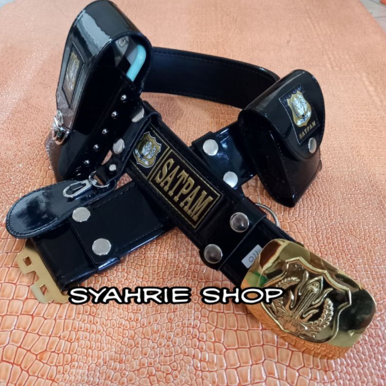 Ready kopel satpam sabuk security terbaru hitam satu set lengkap (EMBOS SATPAM) QSA