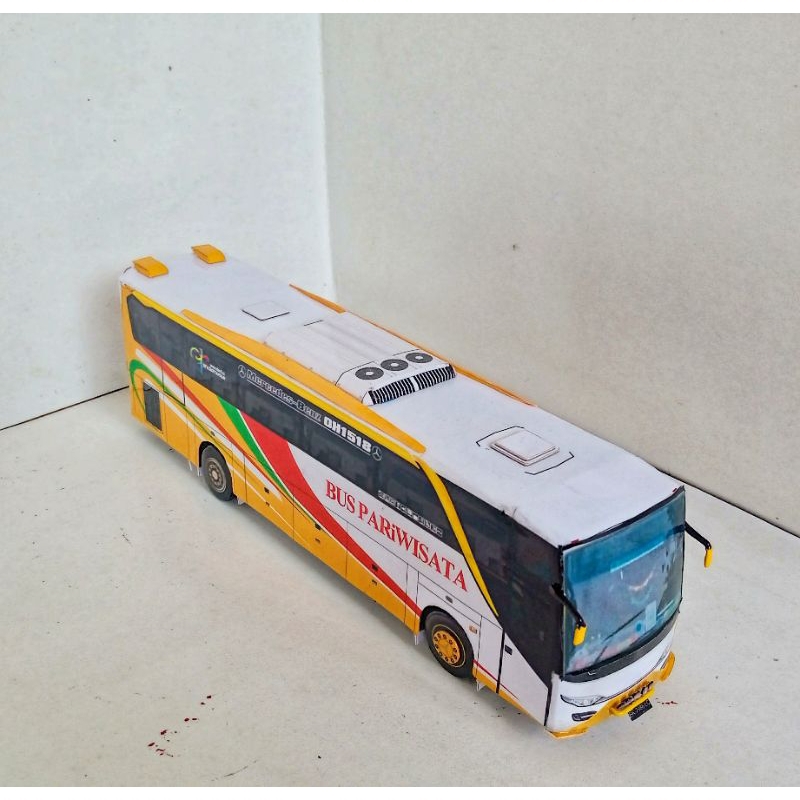 Miniatur Bus Kertas Pariwisata, Skala 50, Panjang 24 cm, Jetbus2 HD