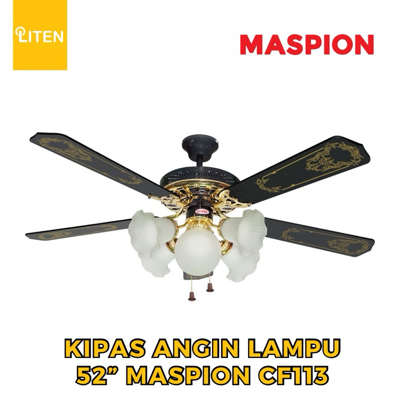 Kipas Angin Gantung 5 Lampu 52 Inch Maspion Uchida CF113 / MCF52205BK