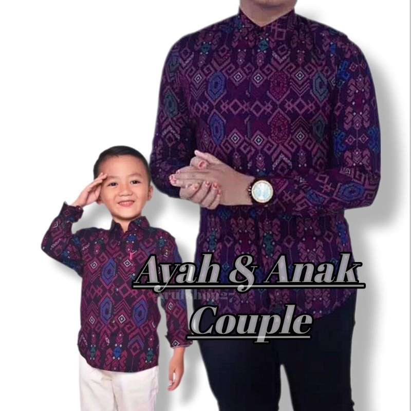Batik Couple Ayah Anak Songket Ungu Premium Series