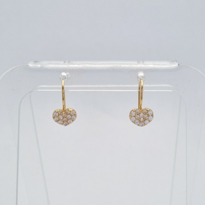1.05 gr - Anting Emas Kawat Hati 1.4 cm Kadar 70% 700 16K - T3