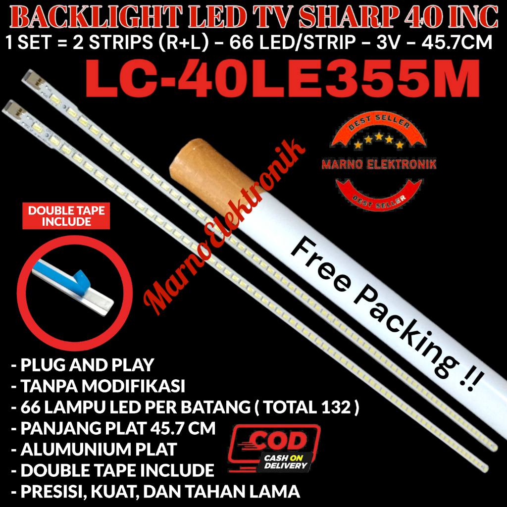 BACKLIGHT LED TV SHARP 40 INC LC-40LE355M 40LE355M 40LE355 40LE 40 INCH LAMPU BL