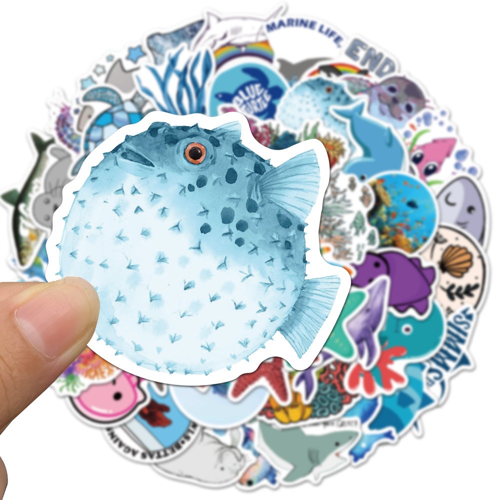 

STIKER VINIL ISI 50 PCS OCEAN SEA ANIMAL HEWAN LAUT ANTI AIR AESTHETIC BOTTLE DIY LOV