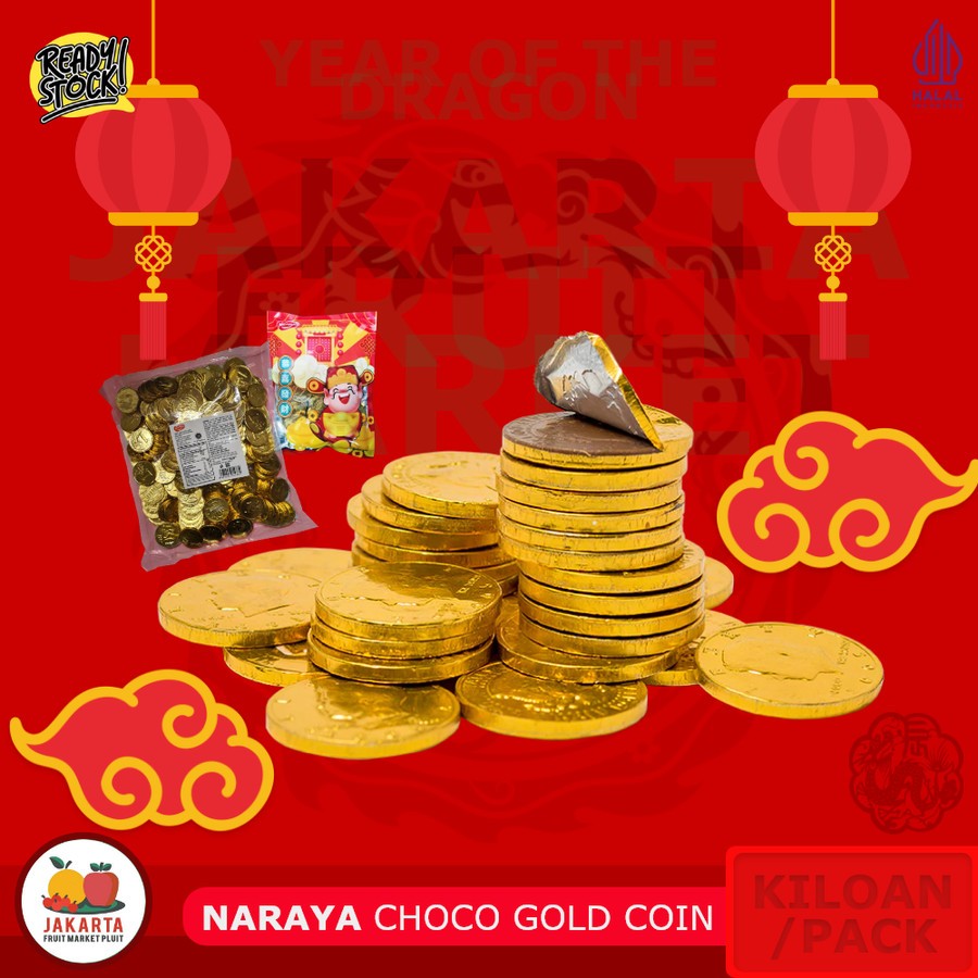 NARAYA CHOCO GOLD YEN COIN Kiloan coklat imlek / Sincia koin emas /1KG Halal