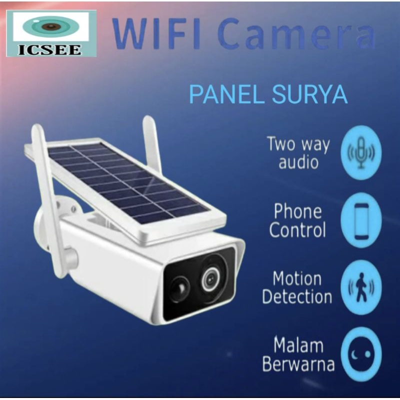 KAMERA IP CCTV PANEL SOLAR SURYA OUTDOOR BATERAI APP ICSEE