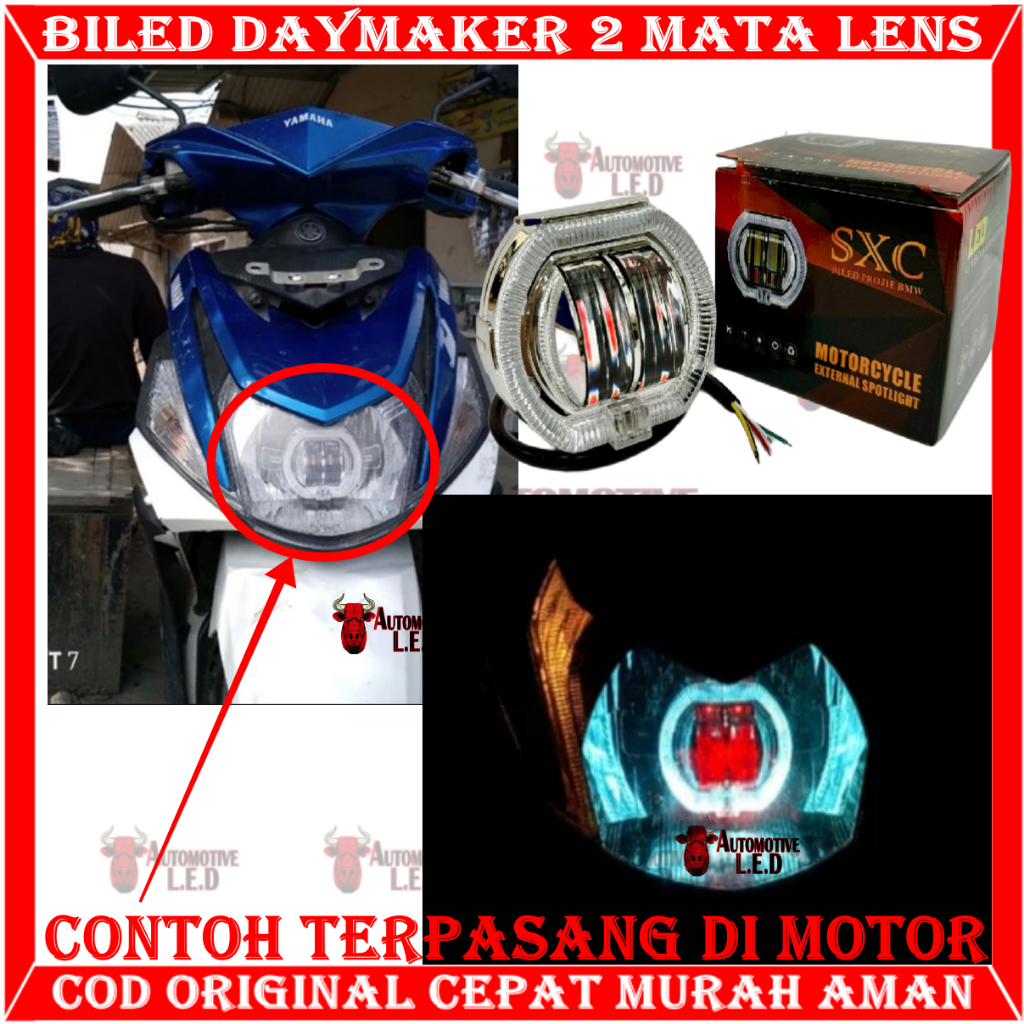 ORIGINAL LAMPU BILED 2 MATA SHROUD BMW 2,5 INCHI DAYMAKER 2 MATA 8D SXC BILED DAYMAKER 2 MATA