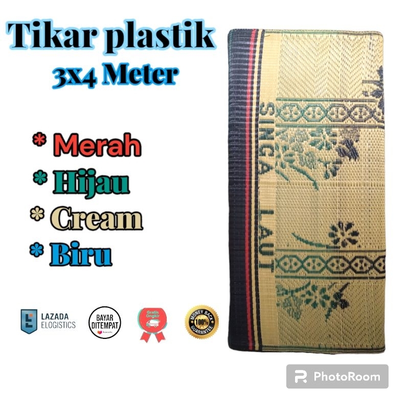 Tikar plastik jumbo 4x3 meter tikar tenun lipat super besar warna lebih cerah dan kuat