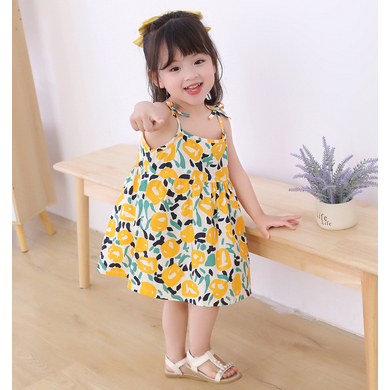 TERBARU DRESS RUFFLE MOTIF ANAK PEREMPUAN MODEL TALI KECIL KEKINIAN
