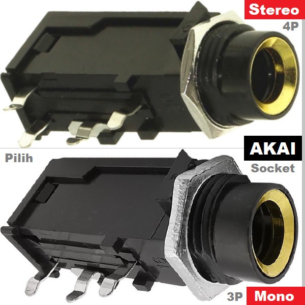 Socket Stereo/Mono Headphone/Microphone Soket Jack MIC Akai Toa 6.5mm