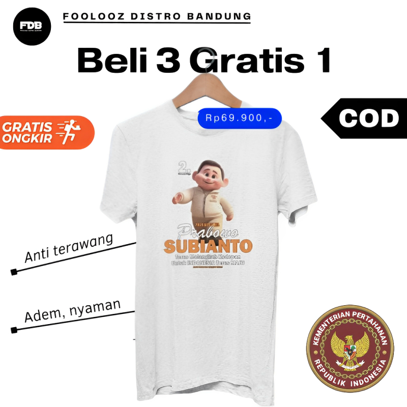 Kaos Prabowo Presiden 2024 - Kaos Prabowo Gibran Gemoy Kartun Anak Lucu 2024 - Baju Prabowo Terbaru 