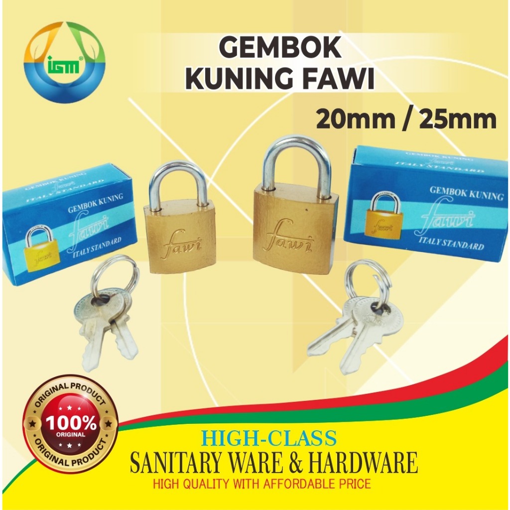 GEMBOK KUNING KECIL GEMBOK PINTU PEMILU FAWI FG-015 20mm 25mm