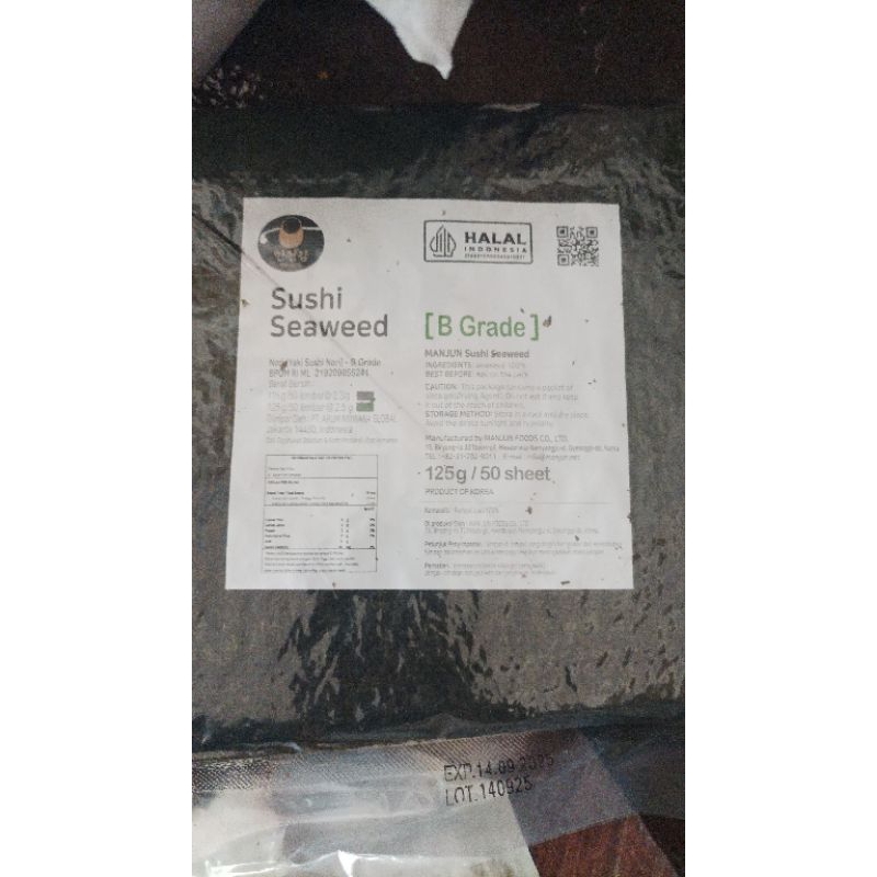 

NORI MANJUN GRADE B 125 GRAM RUMPUT LAUT SEAWEED HALAL 50 SHEETS SUSHI NORI KIMBAB