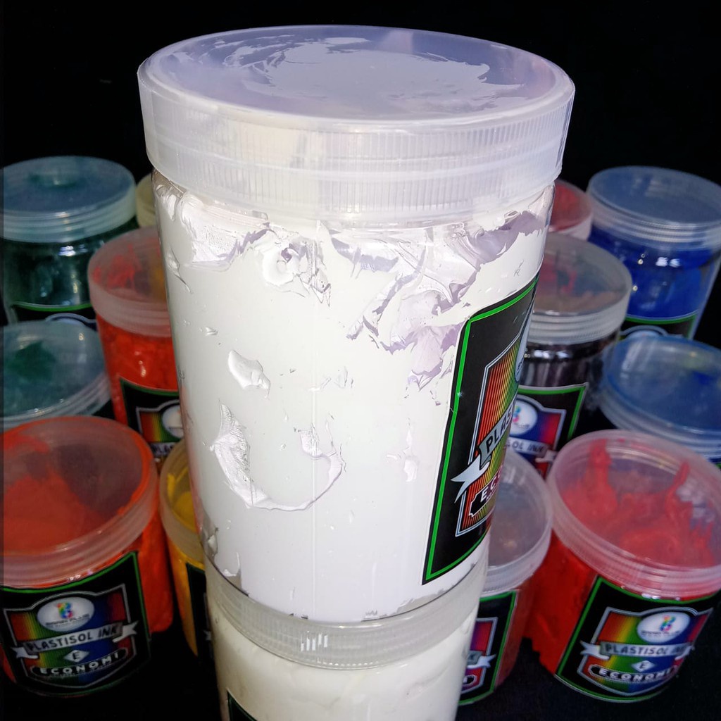 

✨COD✨ Tinta Sablon PLASTISOL ECONOMY Brain Plus PUTIH 1kg gas !!
