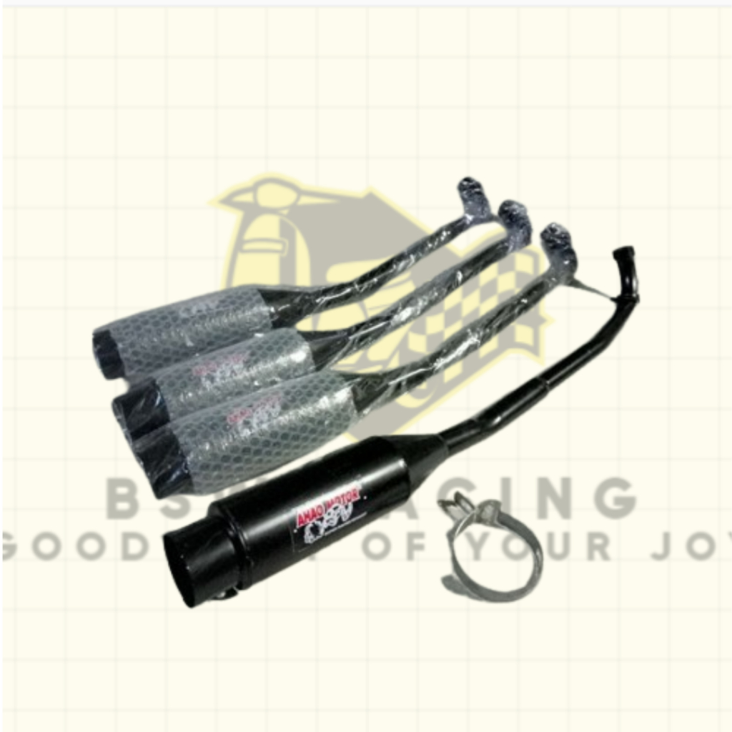 knalpot racing YRM RACING model AHO motor bebek VEGA ZR hitam