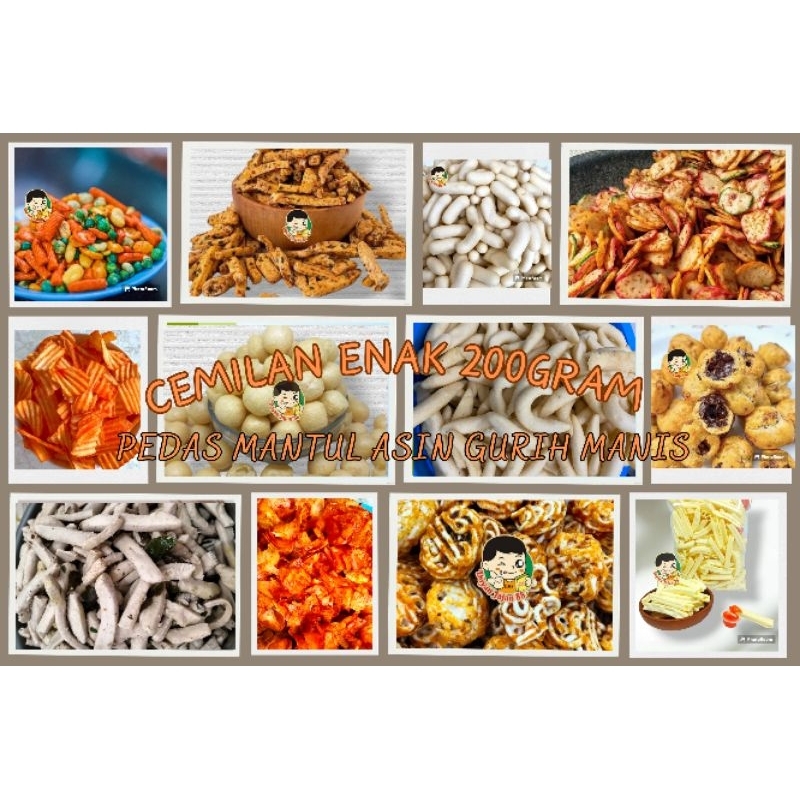 

SNACK CEMILAN ENAK PILIHAN 200gram Pedas Mantul Daun Jeruk Asin Gurih BBQ Manis