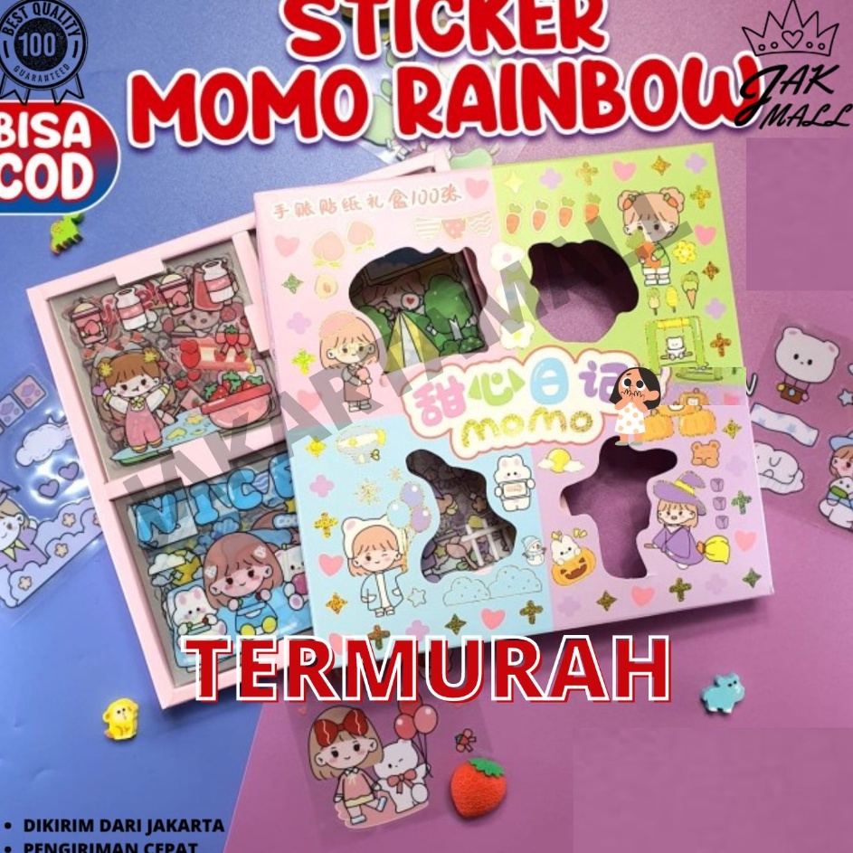 

Ready 100 Lembar Stiker Mix Warna Motif Kartun Korea Lucu Anti Air Dekorasi Handbook Scrapbook DIY JM Harga Termurah