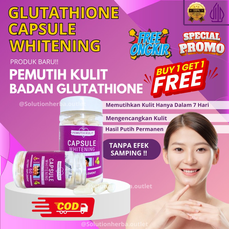 (BELI 1 GRATIS 1) PLATINUM WHITENING GLUTATHIONE KAPSUL UNGU PEMUTIH KULIT | CAPSULE WHITENING | PEM