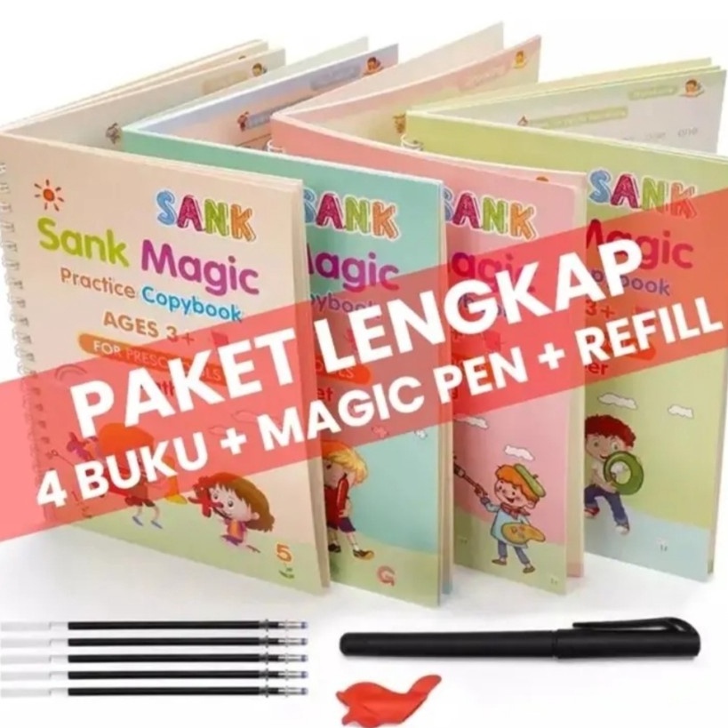 

Ready Sank Magic Buku 1Set Isi 4 Buku+Pulpen Edukasi 3D Belajar Menulis Anak TK PAUD Angka Huruf ♪↔✴❆