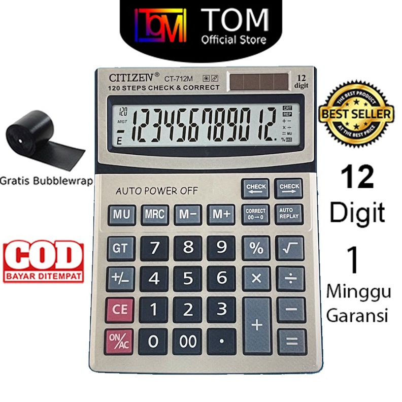 

✨12.12✨ Kalkulator CT-712M 12 Digit - Calculator Check Dual 2 Power !!