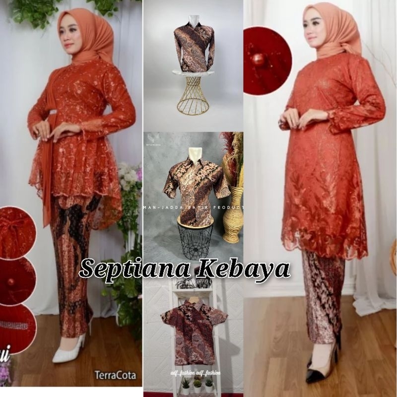 SK set kebaya couple  teracota  - couple kebaya dan batik  batakota - kebaya modern batik - kebaya m