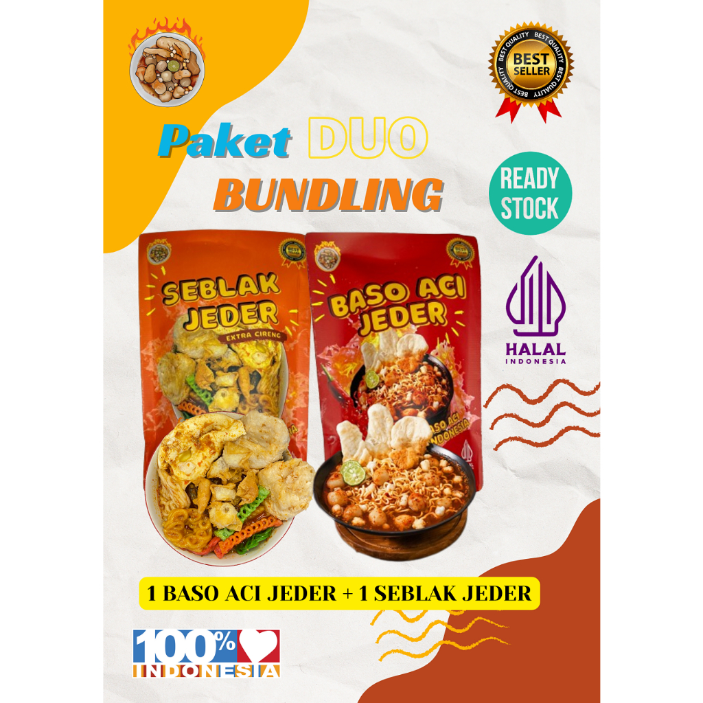 

PAKET DUO BUNDLING 1 SEBLAK JEDER EXTRA CIRENG DAN 1 BASO ACI JEDER