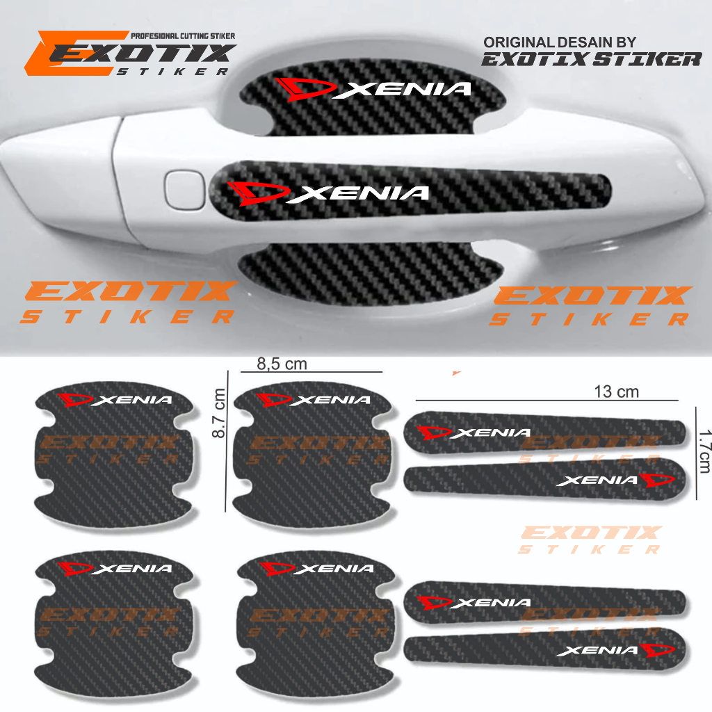 8pcs stiker carbon handle pintu mobil daihatsu xenia cutting stiker pelindung gagang pintu mobil
