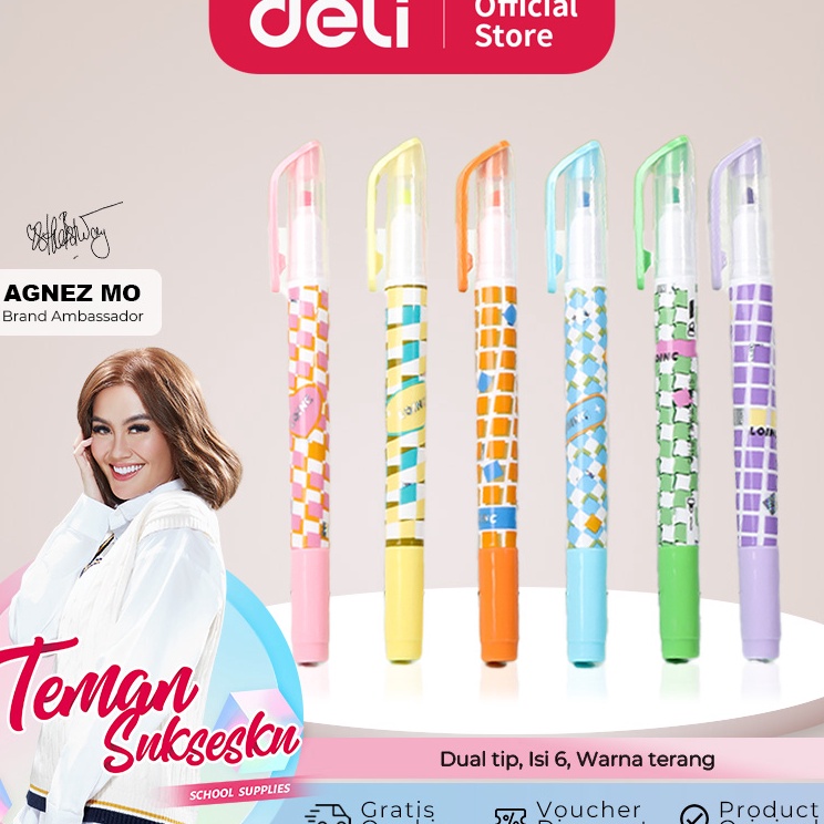 

Harga Termurah Deli Penanda / Highlighter Dual Tip Isi 6 S13X Diskon Promo