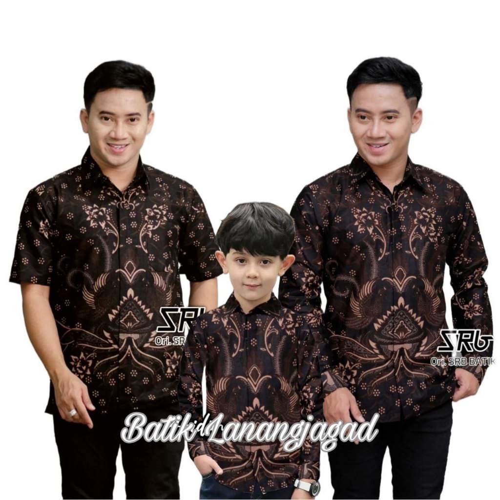 Kemeja Batik Anak Laki-Laki Lengan Panjang Batik Ayah dan Anak Laki Laki Motif LaskalaSentana Warna Hitam