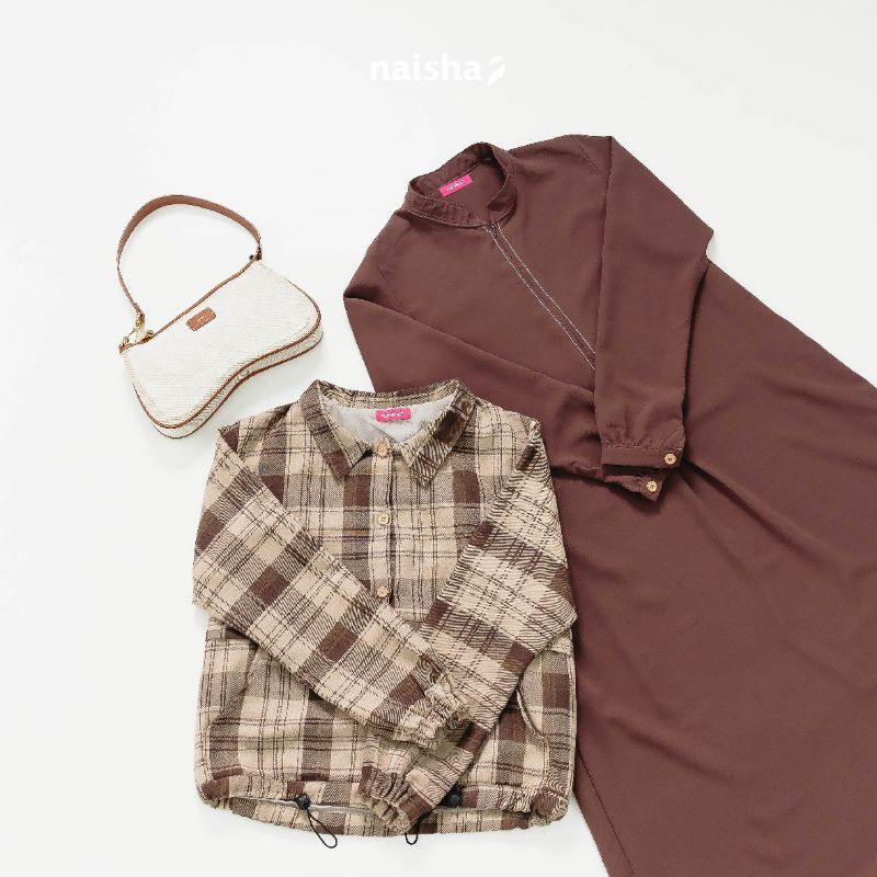 Gamis Set Rania Jacket Bahan Flanel Grade Motif - Gamis elegan simple - Gamis terbaru