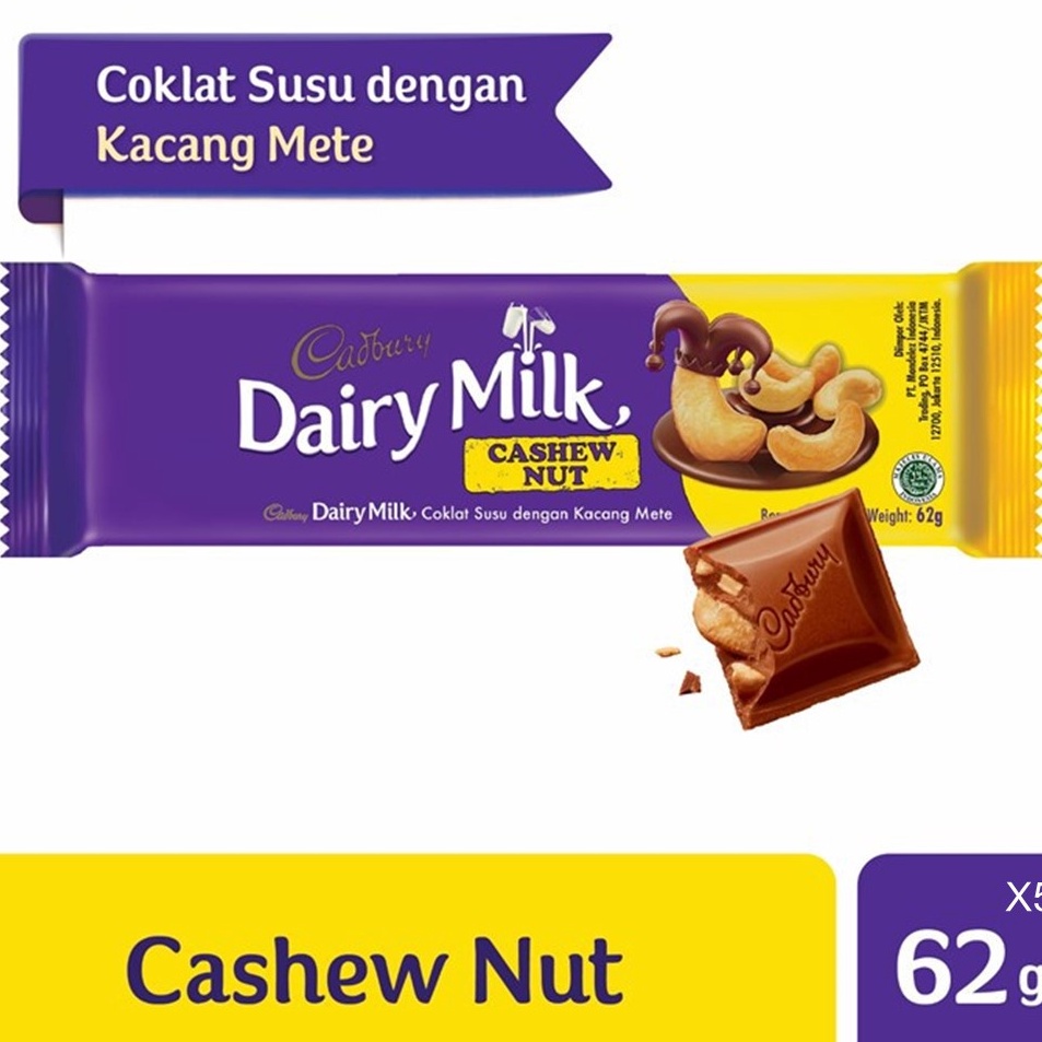 

Terbatas Cadbury Coklat Cashew Nut Regular 62g Untuk Camilan x 5 Harga Murah