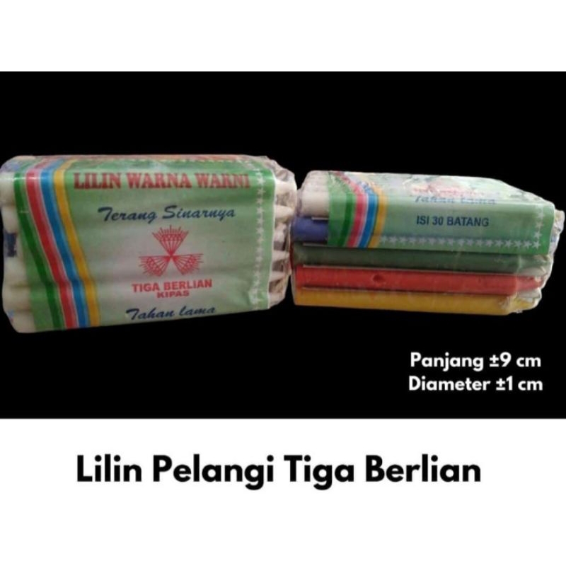 Lilin Tiga Berlian pelangi 30pcs / lilin 3 Berlian / Lilin Natal / Lilin kecil warna-warni