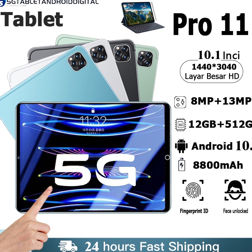 Harga Termurah 【Biss COD】Tablet Murah 5G Baru Galaxy Pro11 Tab 10.1 inch 12GB+512GB Tablet baru Tablet Pembelajaran Tablet Android laris manis SIM WIFI Tablet PC Asli Baru