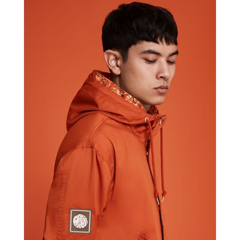 Pretty Green Cotton Zip Up Hooded Jacket Orange Original