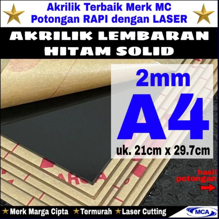 

❉ AKRILIK lembaran HITAM SOLID 2mm uk. A4 / Marga cipta / Acrylic ↓Ready
