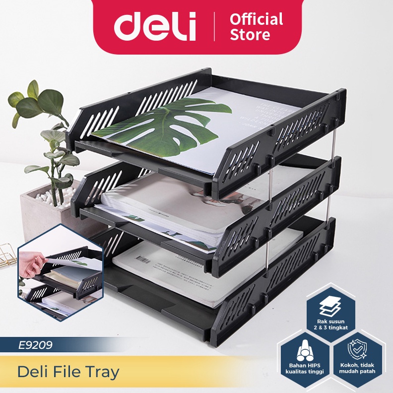 

HARGA GROSIR Deli File Tray / Rak File Susun Bahan Plastik 2/3 Tingkat E920X !
