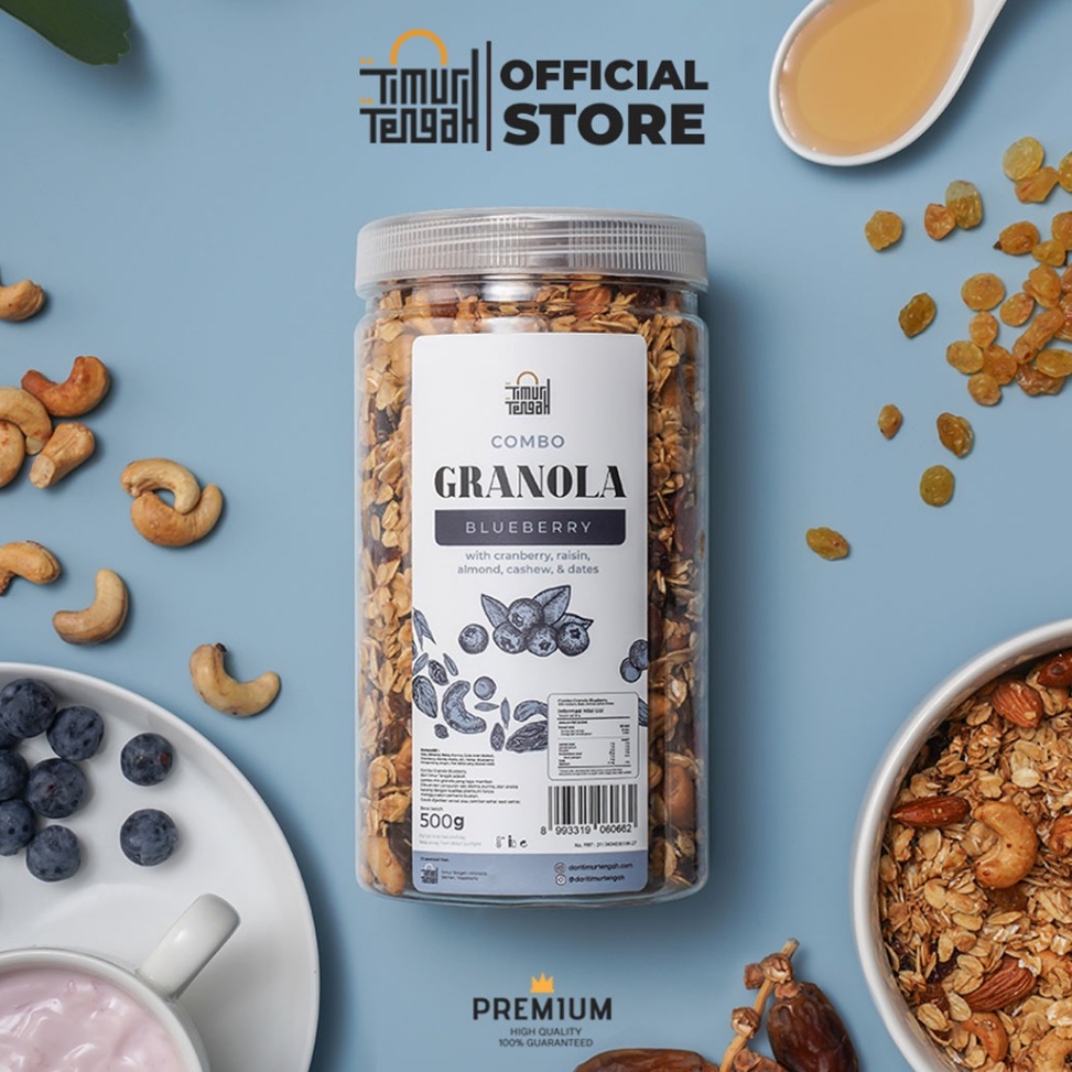

73 Timur Tengah Granola Blueberry 500 gr Sereal Makanan Sehat Terbatas •̪̀●́)