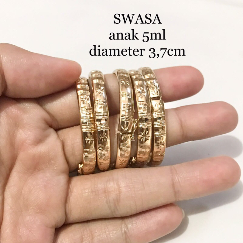 GELANG ANAK BAYI MODEL BANGKOK BATIK KUNING MIRIP EMAS ASLI - KUALITAS TERJAMIN AWET - DIAMETER LEBA