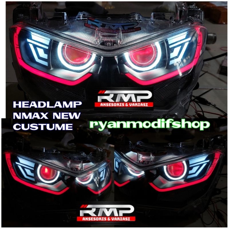 HEADLAMP NMAX NEW CUSTUME DOUBLE BILED LAMPU NMAX NEW CUSTUME