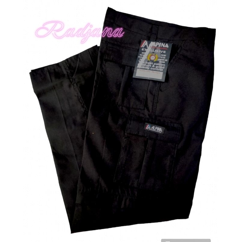 Celana PDL Pramuka Paskibra Coklat Hitam Resleting Camping Alpina